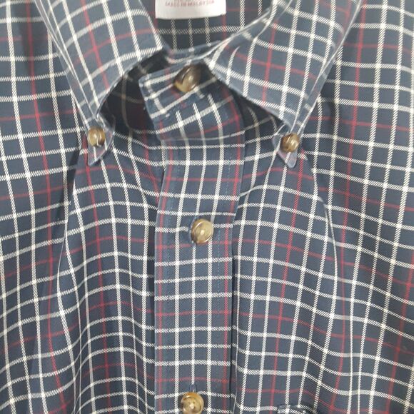 Brooks Brothers Mens L Blue Plaid Check Long Sleeve Button Up Shirt Non Iron - Picture 3 of 8
